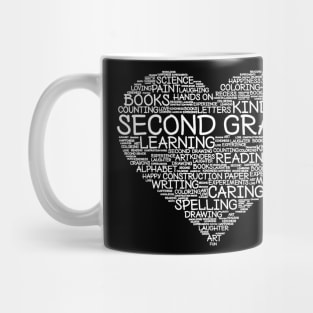 Second Grade Word Heart T-Shirt 2nd Grade Student Teacher Mug